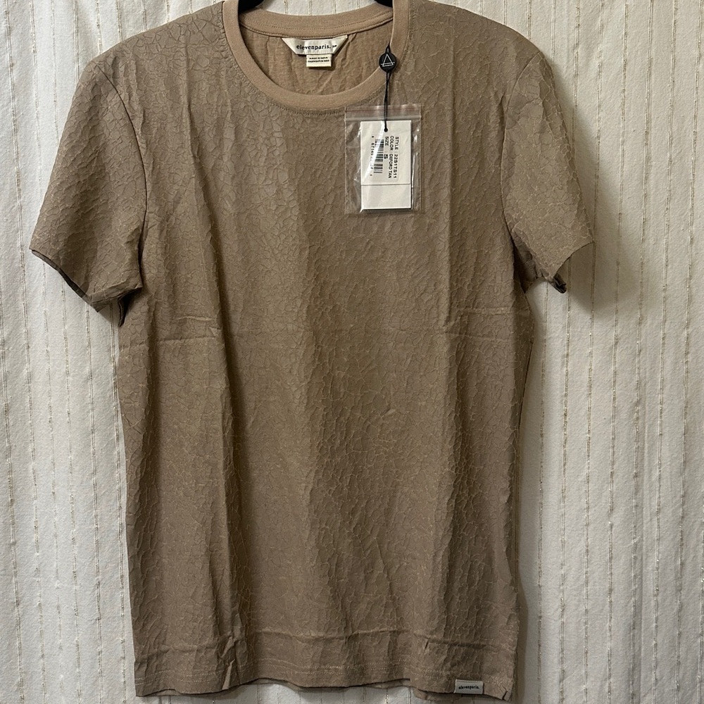 Eleven Paris Textured Beige Short Sleeve Tee